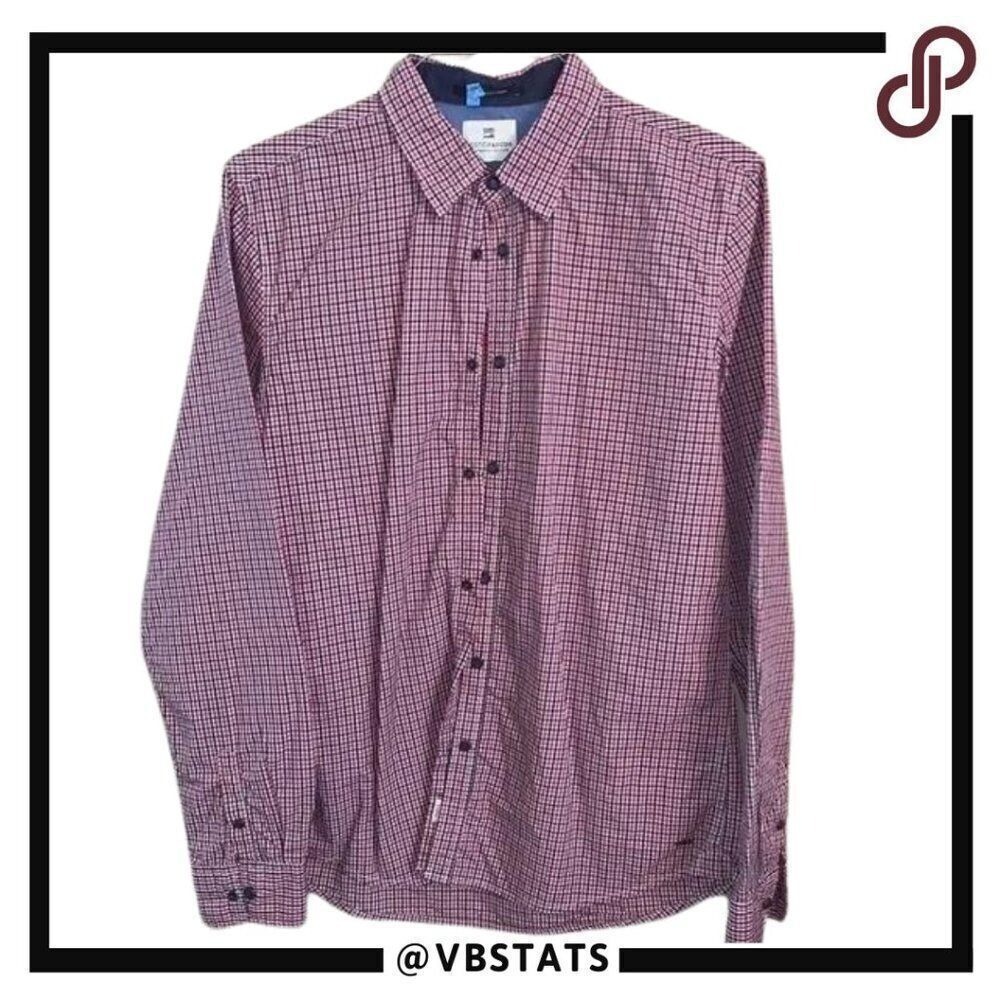 Scotch Soda Amsterdam Couture Mens LS Button Up Shirt Red‎ Checkered Size L